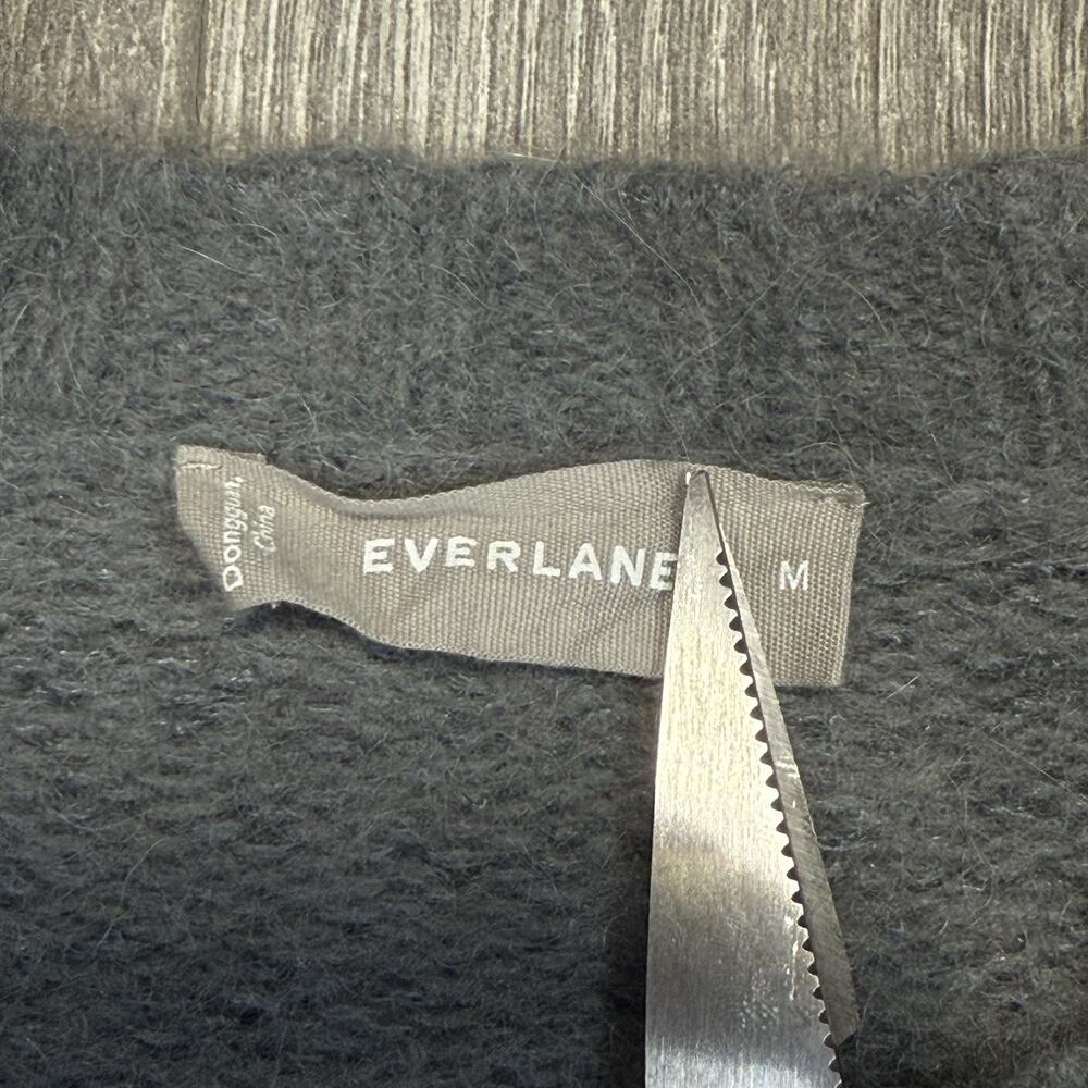 Everlane Alpaca Crew Sweater Womens Medium Merino Wool Gray Striped Preppy Cozy - Picture 4 of 8